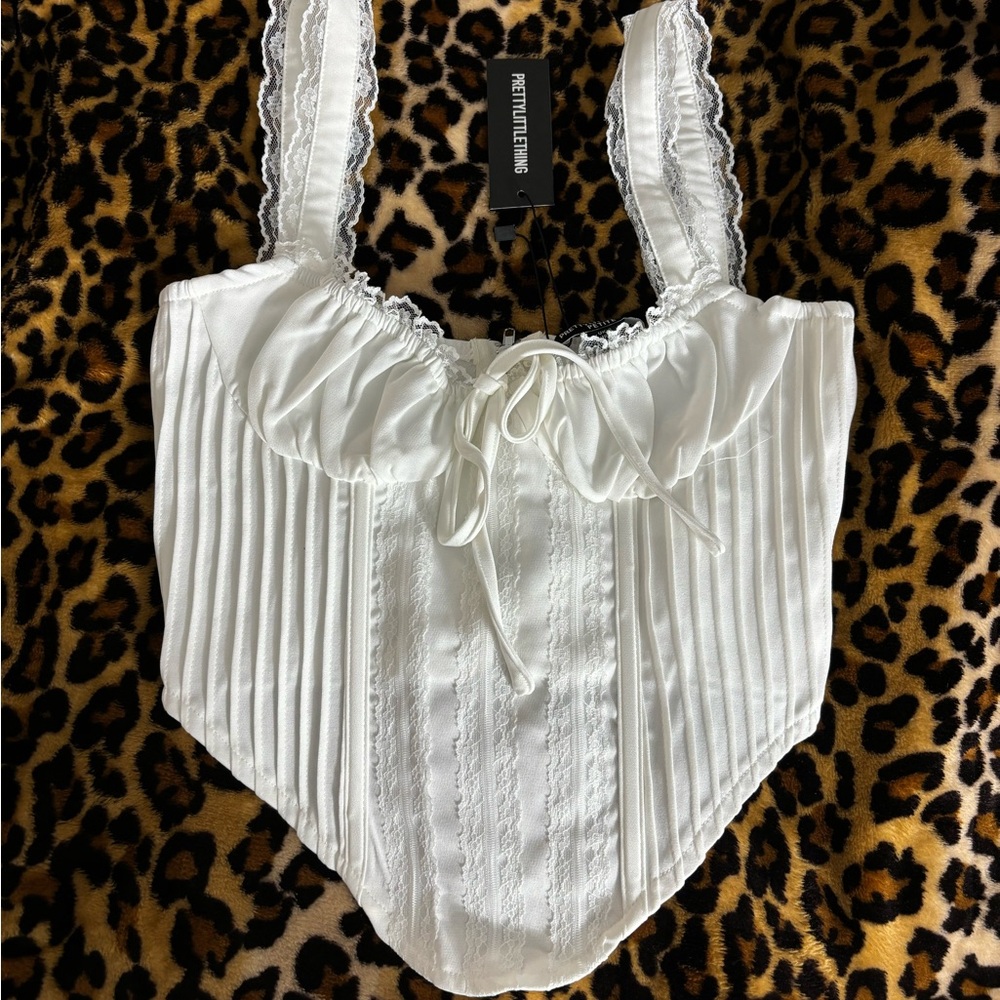 NWT PrettyLittleThing White Corset Top
